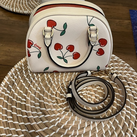 Coach Cherry Print Mini Bag in White - Picture 9 of 16
